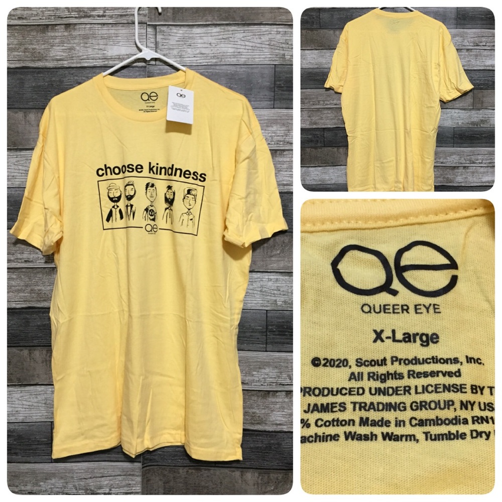 Queer Eye Choose Kindness T Shirt Men’s XL Yellow Crewneck Short Sleeve
